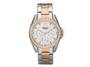 Fossil Riley Stainless Steel Silver And Rose Tone Womens Watch ES2787 Fossil Riley Stainless Steel Silver And Rose Tone Womens Watch ES2787