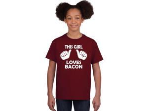 Kids This Girl Loves Bacon T-Shirt Funny Youth Shirt For Girls M Kids This Girl Loves Bacon T-Shirt Funny Youth Shirt For Girls M