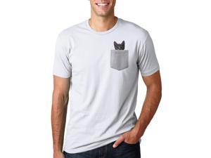 Mens Pocket Cat T Shirt Funny Cute Peeking Kitten Tee M Mens Pocket Cat T Shirt Funny Cute Peeking Kitten Tee M