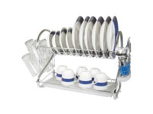 22" Chrome 2-Tier Dish Rack -Inch Bar Kitchen New Din. 22" Chrome 2-Tier Dish Rack -Inch Bar Kitchen New Din.