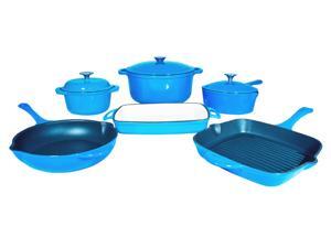 Le Chef 9-Piece Enamel Cast Iron Blue Cookware Set, Super Sale! Le Chef 9-Piece Enamel Cast Iron Blue Cookware Set, Super Sale!