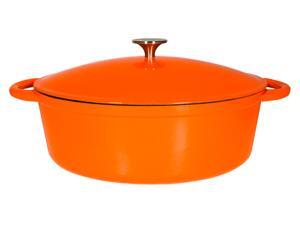 Le Chef Enamel Cast Iron Orange Oval Dutch Oven 7 Qt. Le Chef Enamel Cast Iron Orange Oval Dutch Oven 7 Qt.