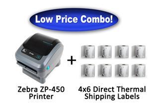 Zebra ZP-450 High Speed Direct Thermal Label Printer + 2,000 - 4x6 Shipping Labels Zebra ZP-450 High Speed Direct Thermal Label Printer + 2,000 - 4x6 Shipping Labels