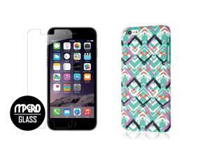 iPhone 6 Plus / 6S Plus Case + Bubble Free Tempered GLASS Screen Protector Combo, Purple Mint Waves Tear Resistant Case iPhone 6 Plus / 6S Plus Case + Bubble Free Tempered GLASS Screen Protector Combo, Purple Mint Waves Tear Resistant Case