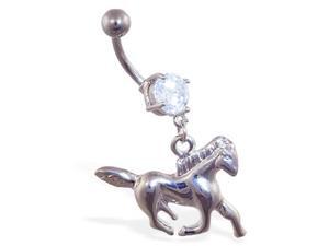 Navel ring with danglin steel horse Navel ring with danglin steel horse