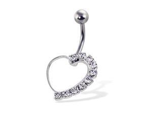 Half-jeweled hollow heart belly button ring Half-jeweled hollow heart belly button ring