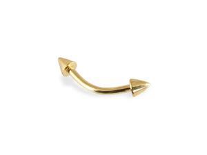 14K solid yellow gold eyebrow ring with cones, 16 ga 14K solid yellow gold eyebrow ring with cones, 16 ga