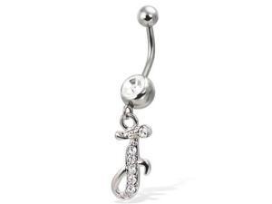 Cursive initial belly button ring, letter J Cursive initial belly button ring, letter J