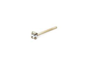 14K yellow gold nose pin with clear gem, 22 ga 14K yellow gold nose pin with clear gem, 22 ga