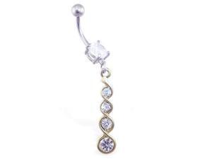 Jeweled navel ring with multi-jeweled twister dangle,Color:Gold Color - A Jeweled navel ring with multi-jeweled twister dangle,Color:Gold Color - A