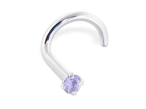 14K Gold Nose Screw with Genuine Iolite, 20 Ga,Gold color:White gold 14K Gold Nose Screw with Genuine Iolite, 20 Ga,Gold color:White gold