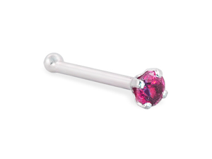 14K Gold Nose Bone with Genuine Ruby, 22 Ga,Gold color:White gold 14K Gold Nose Bone with Genuine Ruby, 22 Ga,Gold color:White gold