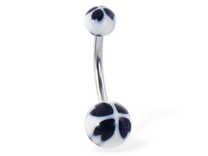 Multi-heart clover belly ring,Color:white with black - H Multi-heart clover belly ring,Color:white with black - H