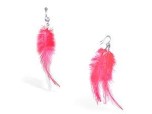 Pink Feather Belly ring and Earring Set Pink Feather Belly ring and Earring Set