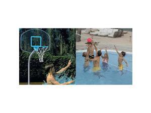 Dunnrite Junior Clear Stainless Combo Swimming Pool Basketball Hoop and Volleyball Set Dunnrite Junior Clear Stainless Combo Swimming Pool Basketball Hoop and Volleyball Set