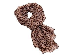 Animal Print Long Silk Wrap Scarf - Dark Leopard Animal Print Long Silk Wrap Scarf - Dark Leopard