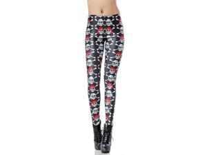 Women's Funky Digital Graphic Print Designs Stretch Leggings (Jolly Roger) Women's Funky Digital Graphic Print Designs Stretch Leggings (Jolly Roger)