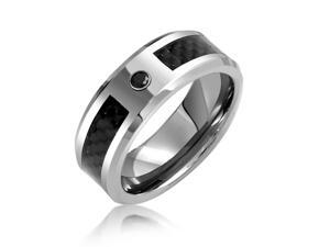 Bling Jewelry Mens Black Tungsten Wedding Band Ring Carbon Fiber Inlay 8mm Bling Jewelry Mens Black Tungsten Wedding Band Ring Carbon Fiber Inlay 8mm