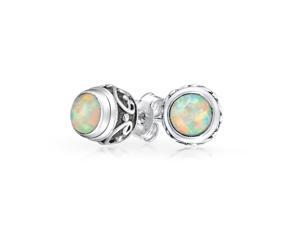 Bling Jewelry Synthetic Opal October Birthstone Stud Earrings 925 Silver Bling Jewelry Synthetic Opal October Birthstone Stud Earrings 925 Silver