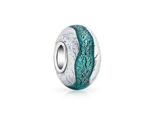 Bling Jewelry 925 Silver Teal 925 Silver Foil Murano Glass Bead Charm Pandora Compatible Bling Jewelry 925 Silver Teal 925 Silver Foil Murano Glass Bead Charm Pandora Compatible