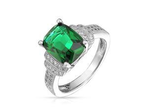 Bling Jewelry Cushion Cut Simulated Emerald CZ Engagement Ring 925 Silver Bling Jewelry Cushion Cut Simulated Emerald CZ Engagement Ring 925 Silver