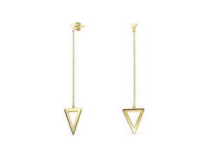 Bling Jewelry Modern Gold Plated 925 Silver Triangle Drop Dangle Earrings Bling Jewelry Modern Gold Plated 925 Silver Triangle Drop Dangle Earrings