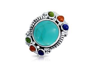 Bling Jewelry Natural Compressed Turquoise Silver Multistone Cocktail Ring Bling Jewelry Natural Compressed Turquoise Silver Multistone Cocktail Ring