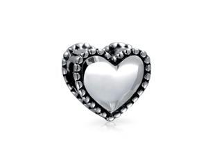Bling Jewelry 925 Silver Beaded Edge Heart Charm Fits Pandora Beads Bling Jewelry 925 Silver Beaded Edge Heart Charm Fits Pandora Beads