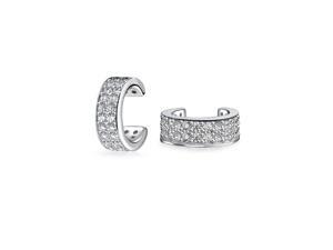 Bling Jewelry 925 Sterling Silver Modern Pave CZ Ear Cuffs Rhodium Plated Bling Jewelry 925 Sterling Silver Modern Pave CZ Ear Cuffs Rhodium Plated
