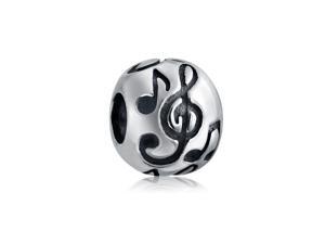 Bling Jewelry 925 Sterling Silver Round Musical Notes Charm Bead Fits Pandora Bling Jewelry 925 Sterling Silver Round Musical Notes Charm Bead Fits Pandora