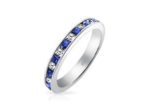 Bling Jewelry 925 Sterling Silver White and Simulated Sapphire CZ Eternity Ring Bling Jewelry 925 Sterling Silver White and Simulated Sapphire CZ Eternity Ring