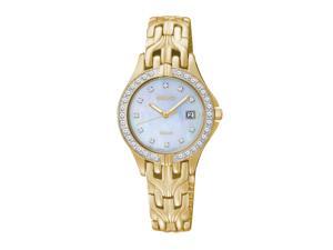SEIKO Women's Solar Mother-Of-Pearl Dial Gold Diamond Watch SEIKO Women's Solar Mother-Of-Pearl Dial Gold Diamond Watch