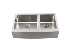 Schon Undermount 16-Gauge Stainless Steel Apron-Front Double Bowl 60/40 Kitchen Sink Schon Undermount 16-Gauge Stainless Steel Apron-Front Double Bowl 60/40 Kitchen Sink