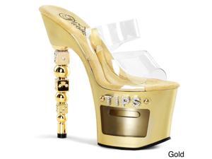 Pleaser 'Dice-702-2' Women's 7-inch Rhinestones Embellished Stacked Dice Heel Sandals Pleaser 'Dice-702-2' Women's 7-inch Rhinestones Embellished Stacked Dice Heel Sandals