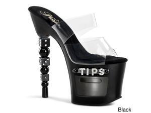 Pleaser 'Dice-702-2' Women's 7-inch Rhinestones Embellished Stacked Dice Heel Sandals Pleaser 'Dice-702-2' Women's 7-inch Rhinestones Embellished Stacked Dice Heel Sandals