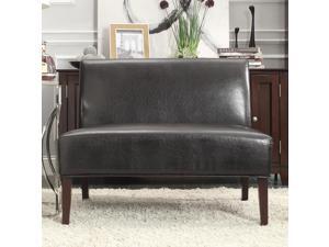 INSPIRE Q Wicker Dark Brown Faux Leather 2-seater Accent Loveseat INSPIRE Q Wicker Dark Brown Faux Leather 2-seater Accent Loveseat