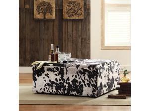 INSPIRE Q Montrose Black & White Faux Cow Hide Modern Storage Ottoman INSPIRE Q Montrose Black & White Faux Cow Hide Modern Storage Ottoman