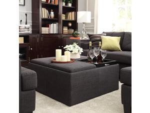 INSPIRE Q Montrose Dark Grey Linen Storage Cocktail Ottoman INSPIRE Q Montrose Dark Grey Linen Storage Cocktail Ottoman