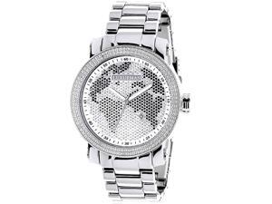 Luxurman Men's Diamond 0.12 ct Black White Map Watch Luxurman Men's Diamond 0.12 ct Black White Map Watch