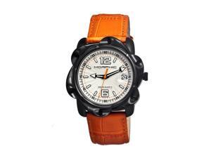 Morphic Men's 'M12 Series Black' Orange Leather Silvertone Dial Watch Morphic Men's 'M12 Series Black' Orange Leather Silvertone Dial Watch