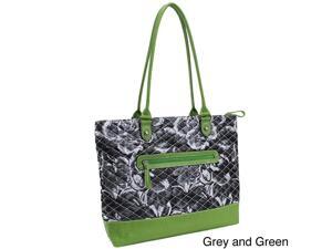 Parinda Allie Quilted Fabric with Croco Faux Leather Tote Parinda Allie Quilted Fabric with Croco Faux Leather Tote