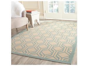 Safavieh Indoor/ Outdoor Courtyard Beige/ Aqua Rug (8' x 11') Safavieh Indoor/ Outdoor Courtyard Beige/ Aqua Rug (8' x 11')