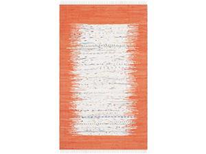 Safavieh Hand-woven Montauk Ivory/ Orange Cotton Rug (3' x 5') Safavieh Hand-woven Montauk Ivory/ Orange Cotton Rug (3' x 5')