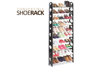 Convertible 30-Pair Shoe Rack Tower with Zippered Cover Convertible 30-Pair Shoe Rack Tower with Zippered Cover