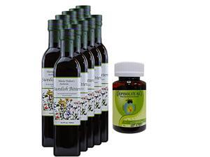 Maria Treben’s Authentic Swedish Bitters (16.9oz/500ml) x 10 AND Episolve GI - Treatment for Heartburn Symptoms (60 capsules) Maria Treben’s Authentic Swedish Bitters (16.9oz/500ml) x 10 AND Episolve GI - Treatment for Heartburn Symptoms (60 capsules)