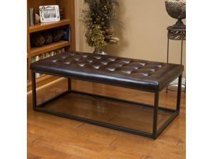 Christopher Knight Home Babette Brown Leather and Steel Frame Ottoman Christopher Knight Home Babette Brown Leather and Steel Frame Ottoman