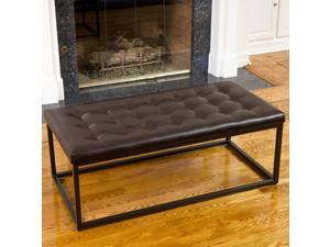 Christopher Knight Home Babette Brown Leather and Steel Frame Ottoman Christopher Knight Home Babette Brown Leather and Steel Frame Ottoman