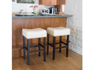Christopher Knight Home Lisette Backless Ivory Leather Bar Stools (Set of 2) Christopher Knight Home Lisette Backless Ivory Leather Bar Stools (Set of 2)