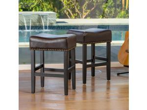 Christopher Knight Home Lisette Brown Leather Backless Counter Stools (Set of 2) Christopher Knight Home Lisette Brown Leather Backless Counter Stools (Set of 2)