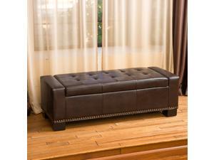 Christopher Knight Home Luciano Brown Leather Storage Ottoman Christopher Knight Home Luciano Brown Leather Storage Ottoman